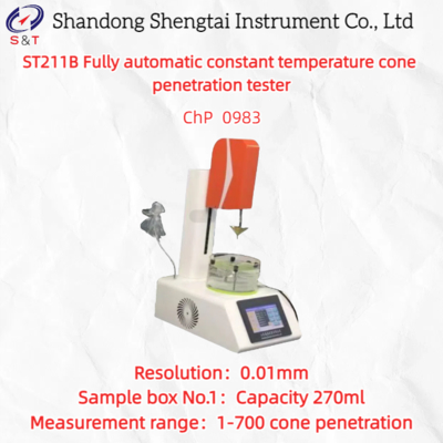 Pénétromètre à cône entièrement automatique de 10 à 50 °C avec une précision de 0,01 mm Conforme à la pharmacopée chinoise 0983