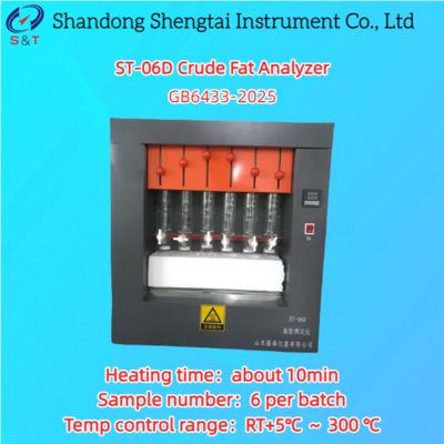 6 samples Crude Fat Analyzer Soxhlet Extraction RT+5℃ ～ 300℃ 500W GB6433